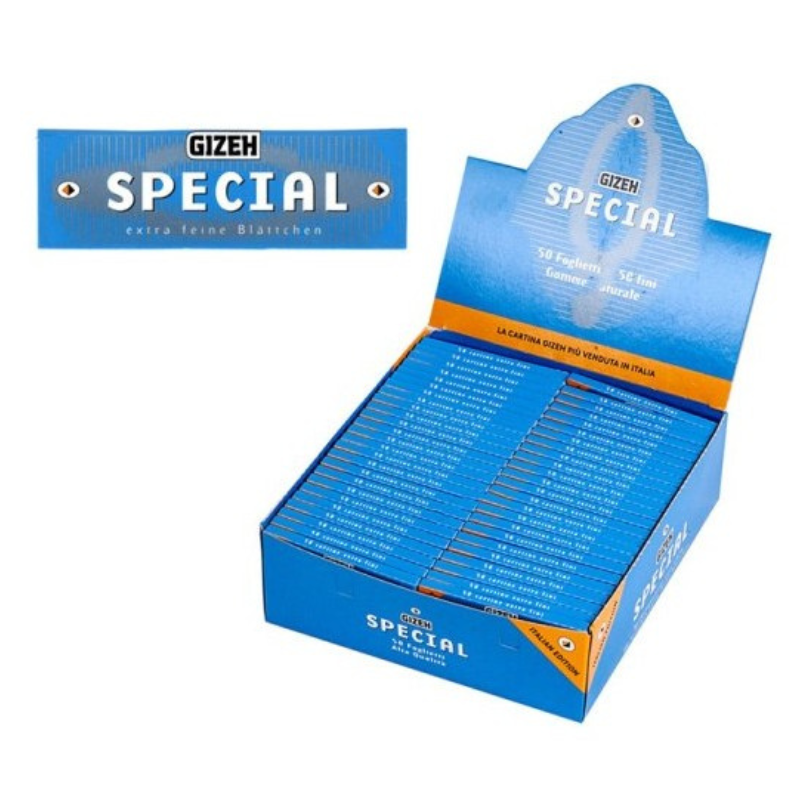 5000 Cartine GIZEH Special Blu Corte Singole Blue Confezione Da 100 Libretti